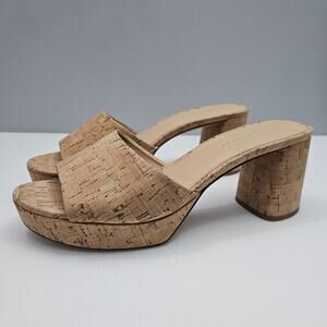 Veronica Beard Dali Sandal Womens 12 Natural Cork Platform Block Heel Slide Mule